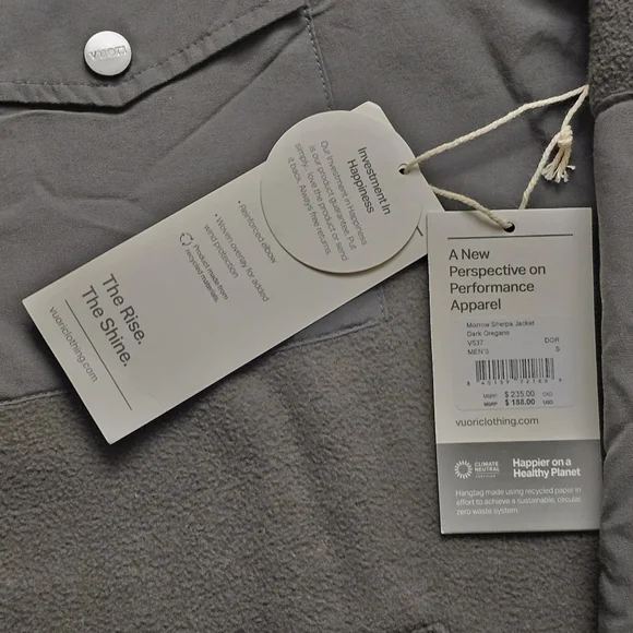 Vuori Morrow Sherpa Jacket Men Small Dark Oregano Green Long Sleeve Full Zip - Picture 9 of 15